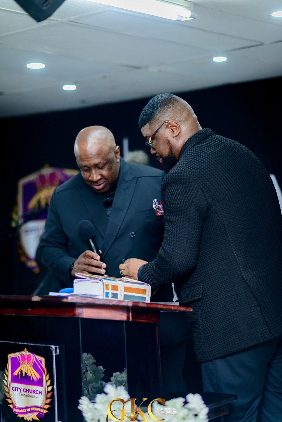 At the pulpit during a Kingdom gathering